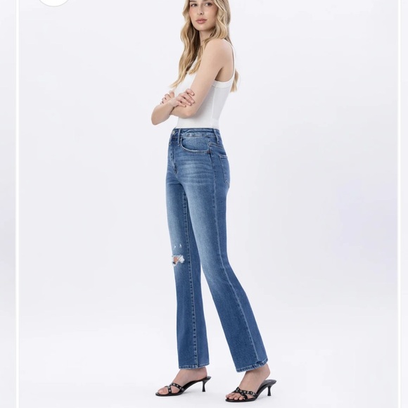 NWT Flying Monkey Distressed Bergenia High Rise Bootcut Blue Jeans - Picture 3 of 7